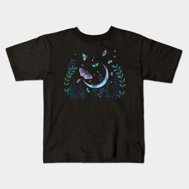 Moth Garden Kids T-Shirt by Episodic Drawing